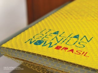 Capa do catálogo da mostra
embalado em uma rede de frutas
 