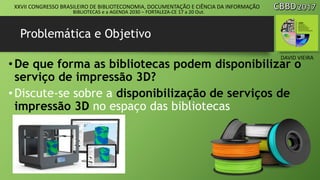 XXVII CONGRESSO BRASILEIRO DE BIBLIOTECONOMIA, DOCUMENTAÇÃO E CIÊNCIA DA INFORMAÇÃO
DAVID VIEIRA
BIBLIOTECAS e a AGENDA 20...
