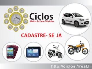 Ciclo

Ciclo

10

1

Ciclo

2
Ciclo

Ciclo

9

3

Ciclo

Ciclo

4

8

Matriz2x2em10ciclos

Ciclo

Ciclo

7

Ciclos

Ciclo

6

5

CADASTRE-SEJA

http://ciclos.1real.li

 