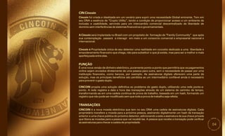 04
Cincoin foi criada e idealizada em um cenário para suprir uma necessidade Global eminente. Tem em
seu DNA a essência de “Crypto Utility”, tendo a condição de proporcionar acesso a um ambiente de
inclusão e usabilidade, servindo para um intercambio comercial descentralizado de liberdade de
domínio sem interferências de sistemas financeiros e governamentais.
FUNÇÃO
CIN Cincoin
A Cincoin será implantada no Brasil com um propósito de formação de “Family Community” que após
sua contemplação passará a interagir em meio a um consorcio comercial e empresarial nacional e
internacional.
Cincoin é Propriedade única de seu detentor uma realidade em conceito dedicado a uma liberdade e
empoderamento financeiro que chega, não para substituir o que já existe, mas para ser a melhor e mais
aperfeiçoada entre elas.
É uma nova versão de dinheiro eletrônico, puramente ponto-a-ponto que permitiria que os pagamentos
online sejam enviados diretamente de uma pessoa para outra, sem a necessidade de passar por uma
instituição financeira, como bancos, por exemplo. As assinaturas digitais oferecem uma parte da
solução, mas os principais benefícios são perdidos se um intermediário confiável ainda é necessário
para prevenir o gasto duplo.
CINCOIN propõe uma solução definitiva ao problema do gasto duplo, utilizando uma rede ponto-a-
ponto. A rede registra a data e hora das transações através de um sistema de carimbo de tempo,
transformando-as em uma cadeia contínua de prova de trabalho, baseada em um hash, formando um
registro que não pode ser modificado sem que toda a prova de trabalho seja refeita.
TRANSAÇÕES
CINCOIN é a nova moeda eletrônica que tem no seu DNA uma cadeia de assinaturas digitais. Cada
proprietário transfere a moeda para a próxima pessoa, assinando digitalmente um hash da transação
anterior e uma chave pública do próximo detentor, adicionando a este a assinatura de sua chave privada
que libera as moedas para a pessoa que vai recebê-las. A pessoa que recebe a transação pode verificar
as assinaturas para checar a cadeia de propriedade.
 