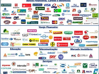 Clientes GoOn
Bancos Financeiras, Cartões e Benefícios:
Varejo Financeiro:
Educação:
 Telecomunicação:
 Mercado Imobiliário:
Serviços:
 