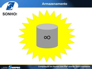 Armazenamento


SONHO!




             ∞

         Computação em Nuvem com PHP usando Zend Framework
 