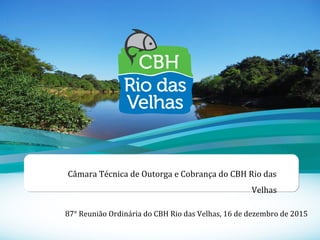 1
Câmara Técnica de Outorga e Cobrança do CBH Rio das
Velhas
87° Reunião Ordinária do CBH Rio das Velhas, 16 de dezembro de 2015
 