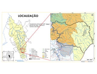LOCALIZAÇÃO
Fontes: http://cbhvelhas.org.br/
http://www.igam.mg.gov.br/
Enquadramento conforme DN nº 20/97: Classe 2
Bacia Rio das Velhas - UPGH SF 05
Sub-Bacia Caeté-Sabará
 