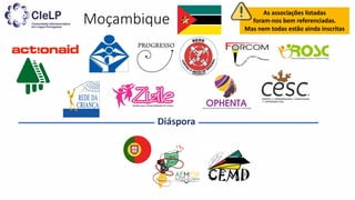 Moçambique
Diáspora
As associações listadas
foram-nos bem referenciadas.
Mas nem todas estão ainda inscritas
 