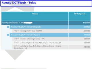 Acesso DCTFWeb - Telas
 