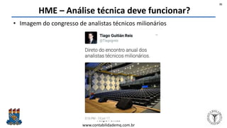 Felipe Pontes
www.contabilidademq.com.br
HME – Análise técnica deve funcionar?
• Imagem do congresso de analistas técnicos milionários
31
 