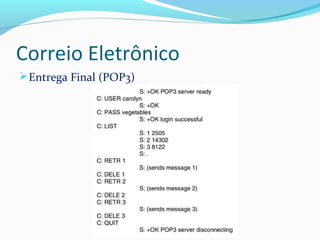 Correio Eletrônico
Entrega Final (POP3)
 