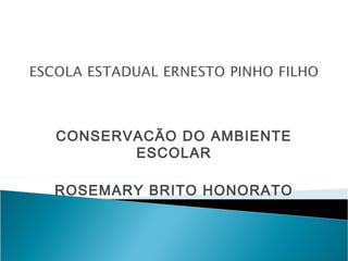 CONSERVACÃO DO AMBIENTE
       ESCOLAR

ROSEMARY BRITO HONORATO
 
