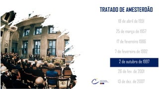 18 de abril de 1951
25 de março de 1957
7 de fevereiro de 1992
2 de outubro de 1997
26 de fev. de 2001
13 de dez. de 2007
17 de fevereiro 1986
TRATADO DE AMESTERDÃO
 