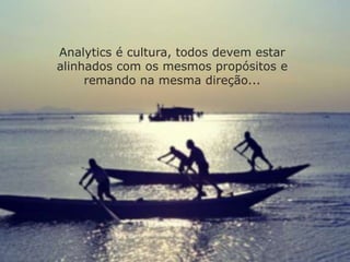 Analytics é cultura, todos devem estar
alinhados com os mesmos propósitos e
remando na mesma direção...
 