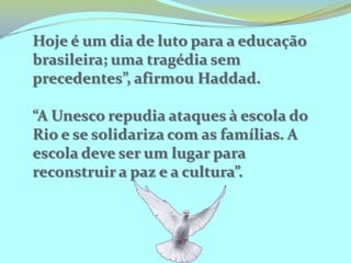 O que dirá quando estas estiverem realmente presentes? Como conseguir falar e conversar com a alma de outro ser e não só com a sua cabeça?Ela só poderá acontecer realmente quando aquele que tem a função de plantar, ou seja, o professor e toda a equipe que faz parte do funcionamento da escola, desde a direção até o servente, mudarem sua atitude em relação  ao lidar com a diferença, aceitando-a, estabelecendo novas formas de relação, de afetividade, de escuta e de compreensão, suspendendo juízos de valores que abarcam pena, repulsa e descrença..