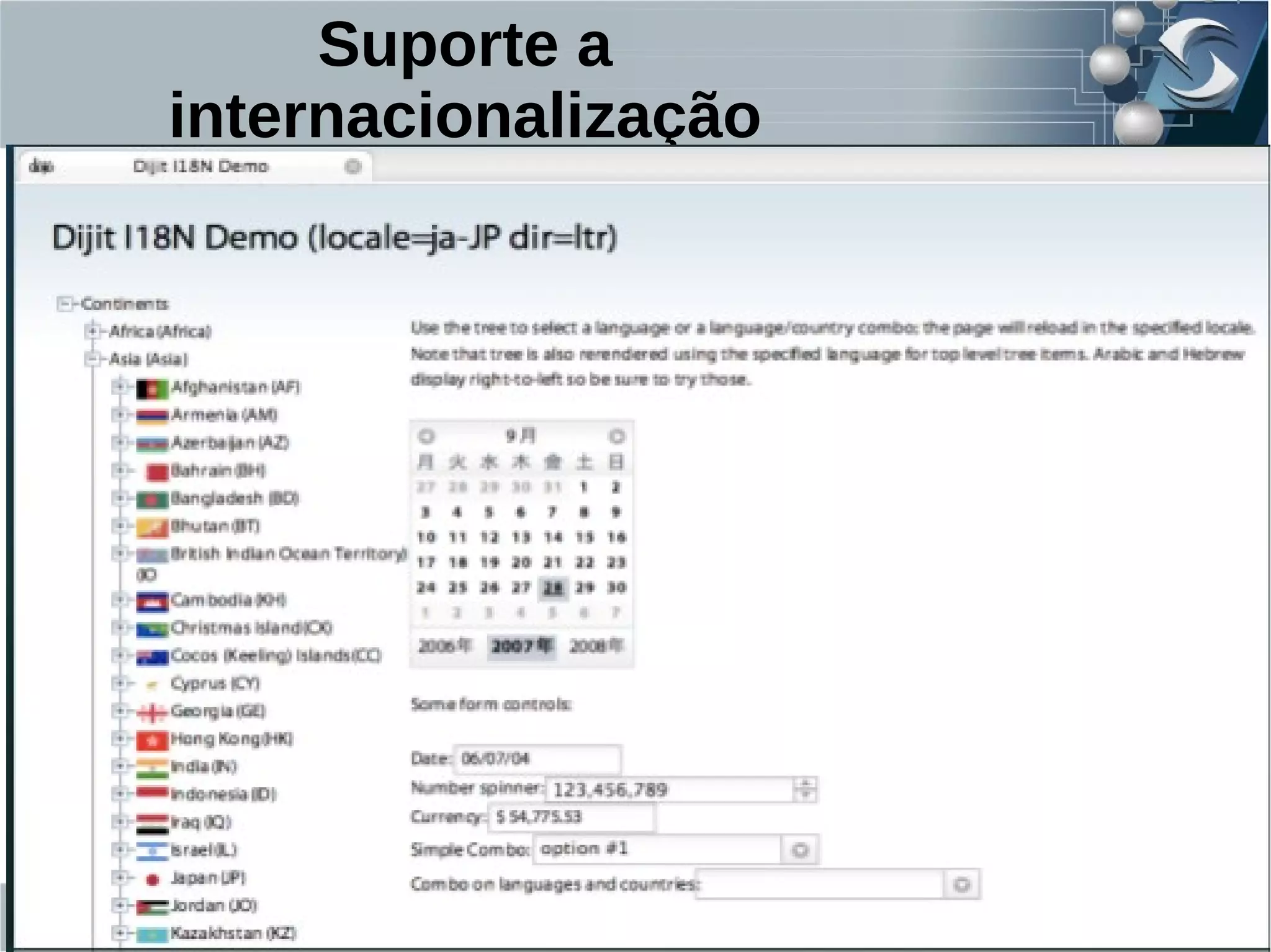 Suporte a
internacionalização
 