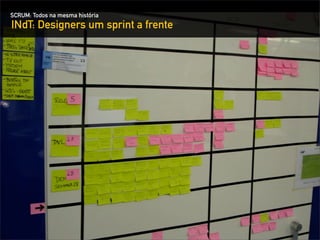SCRUM: Todos na mesma história
INdT: Designers um sprint a frente
 