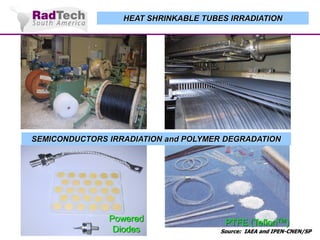 HEAT SHRINKABLE TUBES IRRADIATION

SEMICONDUCTORS IRRADIATION and POLYMER DEGRADATION

Powered
Diodes

PTFE (TeflonTM)
Source: IAEA and IPEN-CNEN/SP

 