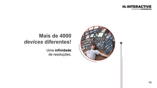 Mais  de  4000  
devices  diferentes!  
14
Uma infinidade
de resoluções.
 
