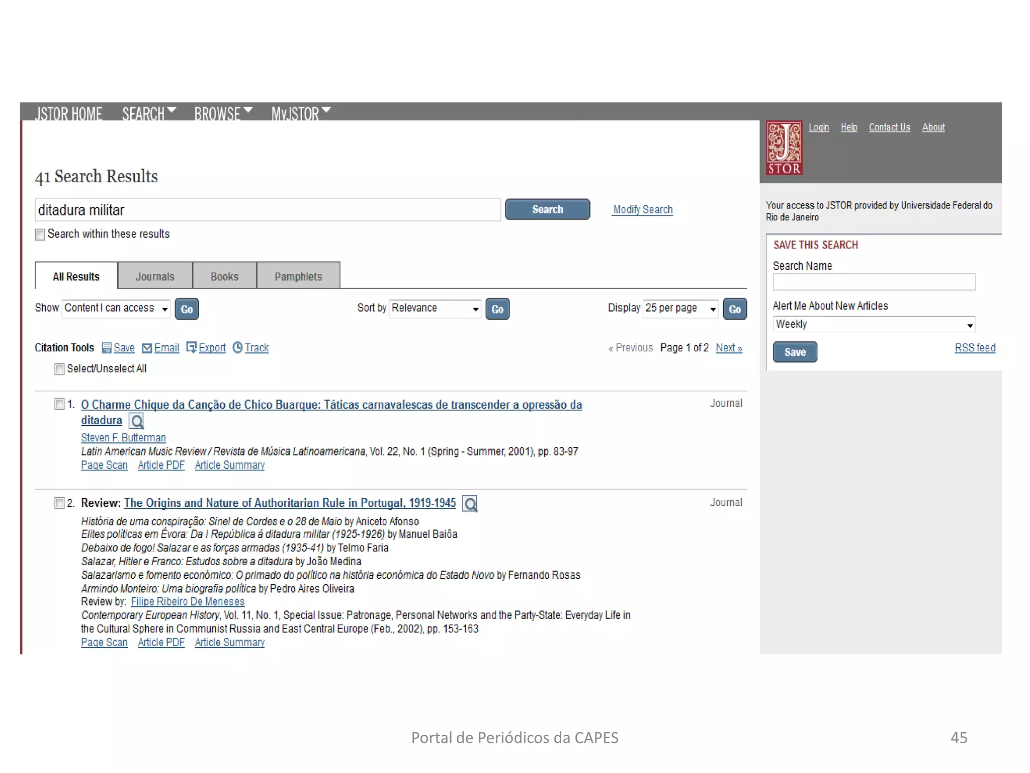 Portal de Periódicos da CAPES 45
 