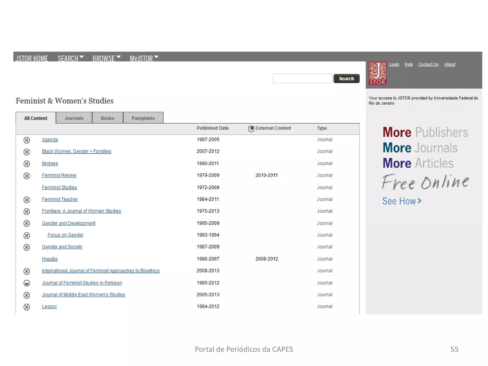 Portal de Periódicos da CAPES 55
 