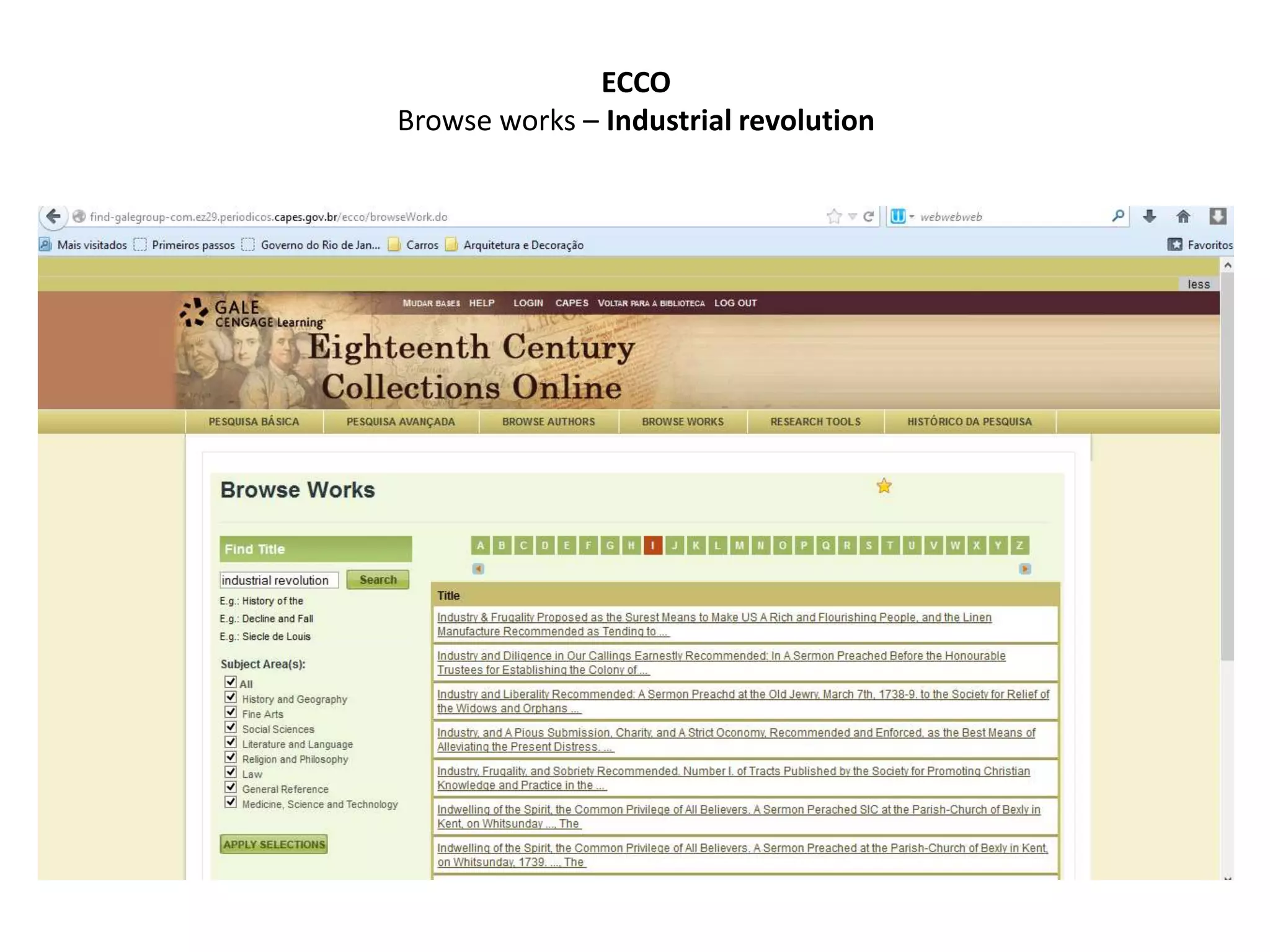 ECCO
Browse works – Industrial revolution
 