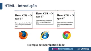 HTML	- Introdução
Exemplo de	Incompatibilidade
 