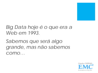 Big Data hoje é o que era a
Web em 1993.
Sabemos que será algo
grande, mas não sabemos
como…
 