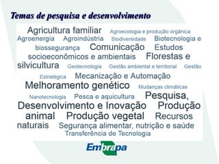 Temas de pesquisa e desenvolvimento
 