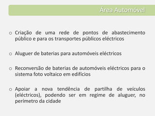 Análise de Projectoscom enquadramento na sustentabilidade e eficiência energéticaEmissão de pareceres técnicos para os Municípios, no apoio ao licenciamento de projectos, na área da arquitectura na perspectiva da componente bioclimática e na área da engenharia nas especialidades de AVAC (aquecimento, ventilação e ar-condicionado), com especial enfoque no Foto Voltaico, Solar Térmico e mini-cogeração a partir do GN.Foto voltaicoSolar TérmicoAquecimento, Ventilação e Ar-ConcionadoEngenhariaConcepção de edifícios com apoio em soluções bioclimáticasArquitecturaSistemas de Luz NaturalNota: A vertente bioclimática, permite reduzir o custo energético e ambiental num edifício em termos de aquecimento e arrefecimento, por exemplo, usando a ventilação natural como forma de renovação do ar, a utilização de paredes radiantes como forma de aquecimento, entre outras soluções.