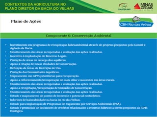 CONTEXTOS DA AGRICULTURA NO
PLANO DIRETOR DA BACIA DO VELHAS
 