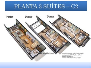PLANTA 3 SUÍTES – C2
PLANTA DE 3 SUÍTES –C2
metragem interior: 2108 sq feet / 196 m²
metragem total: 2432 sq feet / 226 m²
número de Suítes: 3
número de banheiros: 3 e 1 Lavabo
...::: www.brunoiMob.com.br :::...
 