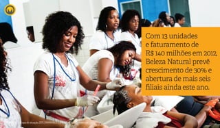 Com 13 unidades
e faturamento de
R$ 140 milhões em 2012,
Beleza Natural prevê
crescimento de 30% e
abertura de mais seis
filiais ainda este ano.
CEREJAJOIAS | Escopo de atuação 2015 | MARKABLE COMUNICAÇÃO | Confidencial
 
