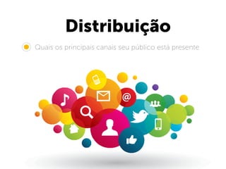 Distribuição
• Quais os principais canais seu público está presente
 
