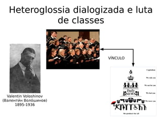 Heteroglossia dialogizada e luta
de classes
Valentin Voloshinov
(Валентии́н Волои́шинов)
1895-1936
VÍNCULO
 