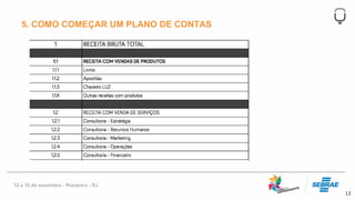 12
5. COMO COMEÇAR UM PLANO DE CONTAS
 