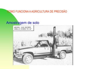 COMO FUNCIONA AAGRICULTURA DE PRECISÃO
Amostragem de solo
 