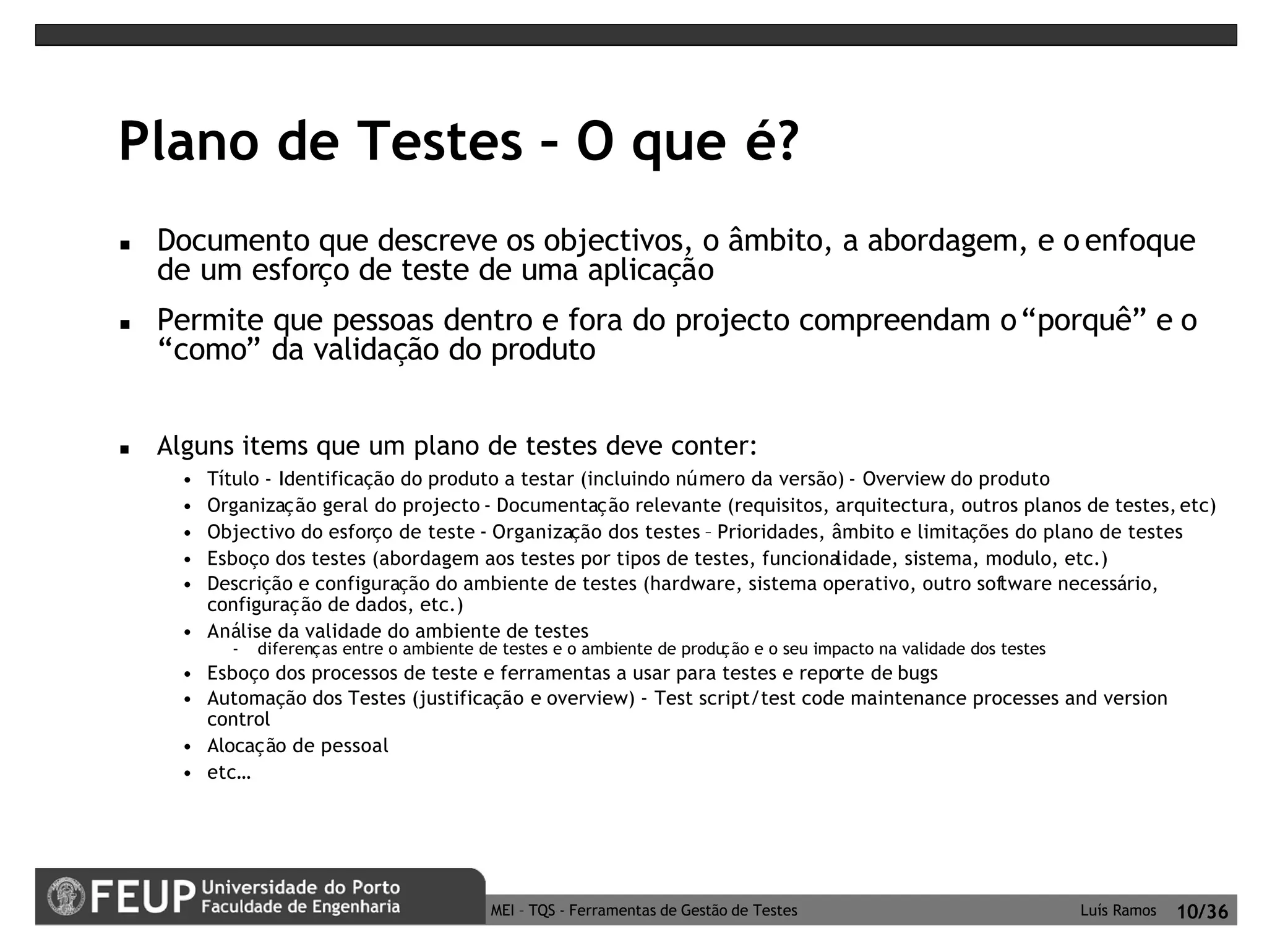 Ferramentas de Gestão de Testes