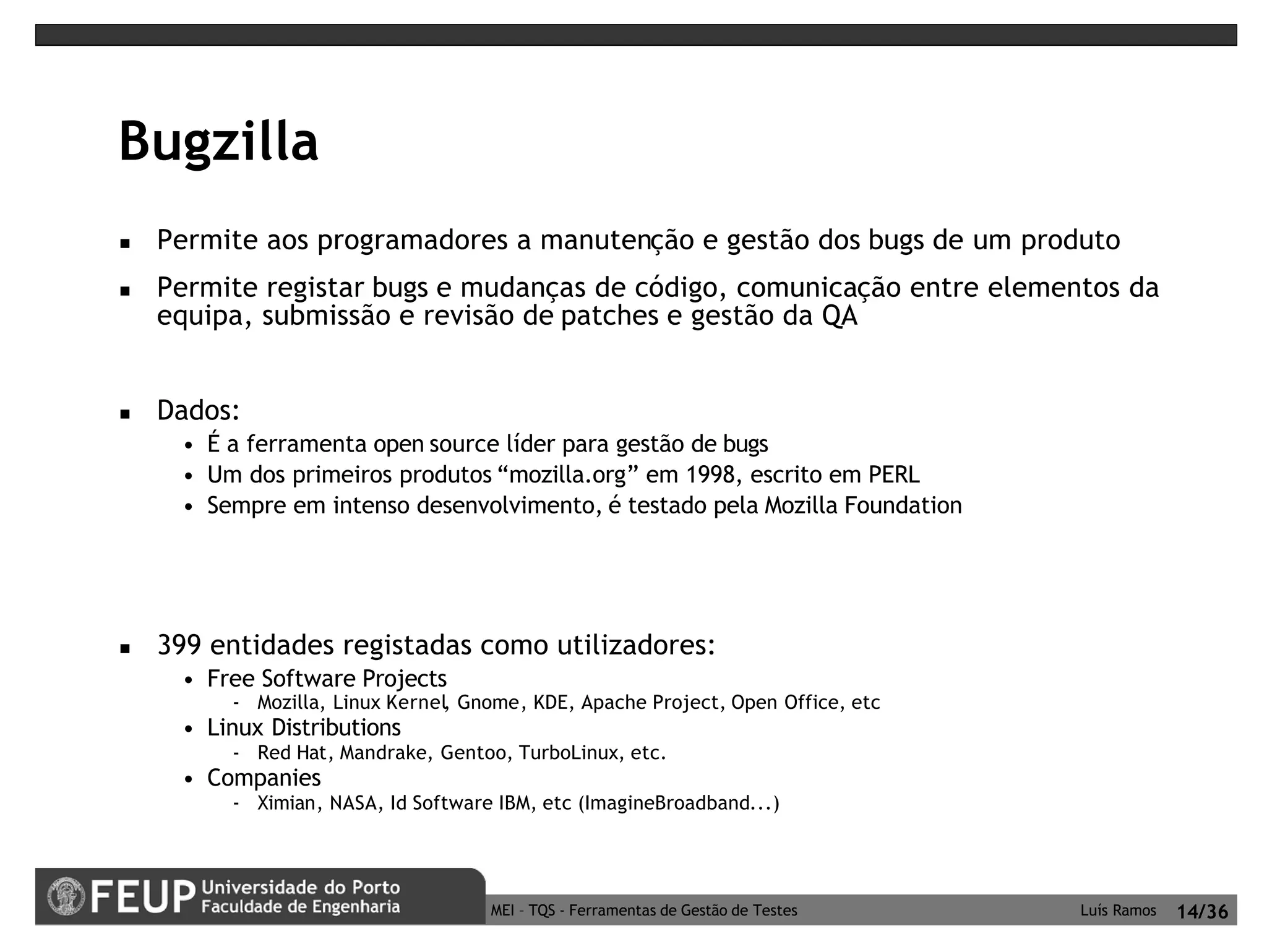 Ferramentas de Gestão de Testes