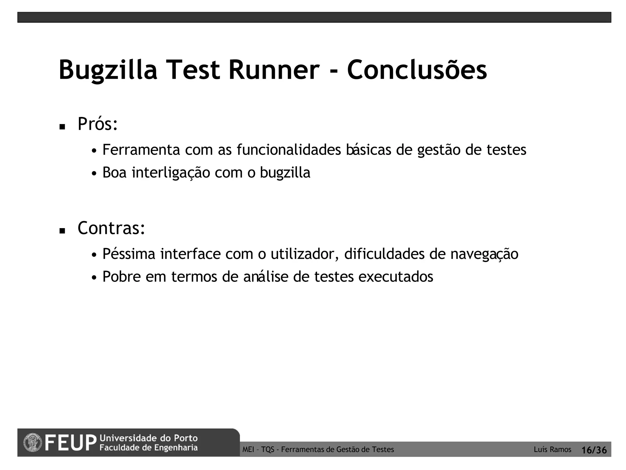 Ferramentas de Gestão de Testes