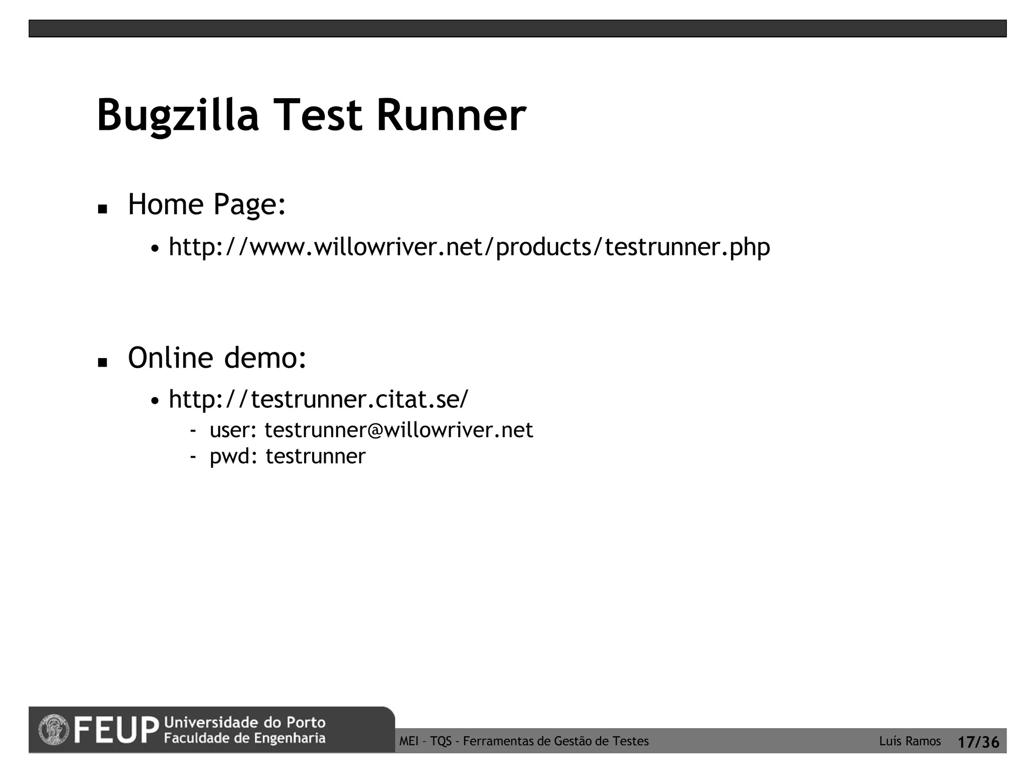 Ferramentas de Gestão de Testes