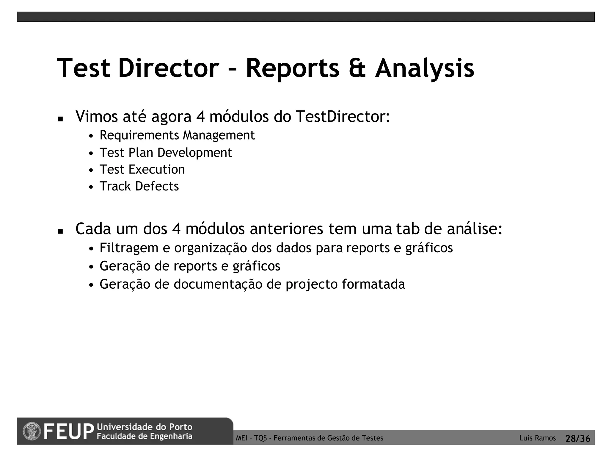 Ferramentas de Gestão de Testes