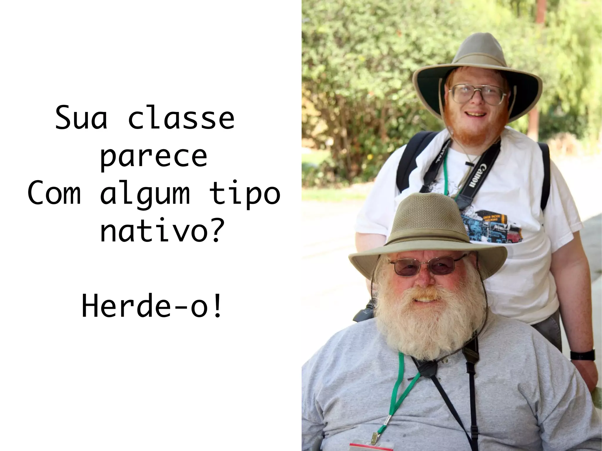 Sua classe
     parece
Com algum tipo
     nativo?

   Herde-o!
 
