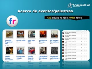125  álbuns na rede,  10mil  fotos Acervo de eventos/palestras 