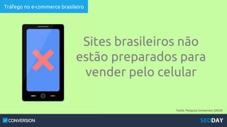 Tráfego no e-commerce brasileiro
Fonte: Pesquisa Conversion (2014)
Sites brasileiros não
estão preparados para
vender pelo celular
 