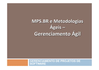 MPS.BR	
  e	
  Metodologias	
  
           Ágeis	
  –	
  	
  
  Gerenciamento	
  Ágil	
  



GERENCIAMENTO DE PROJETOS DE
SOFTWARE
 