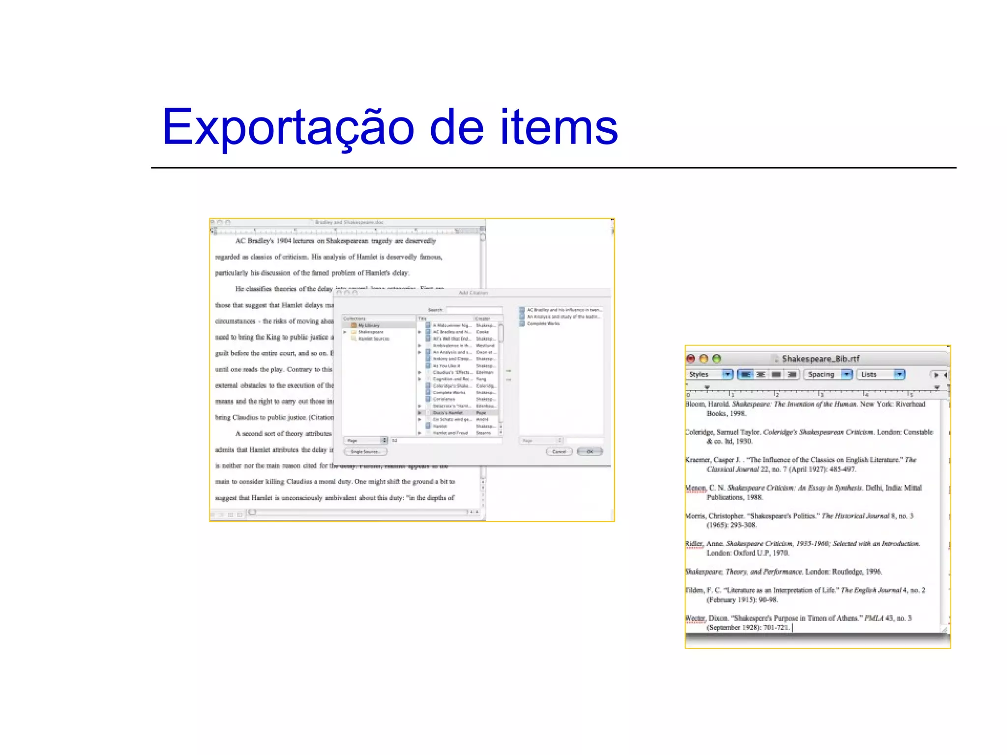 Exportação de items

 