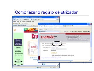 Como fazer o registo de utilizador
 