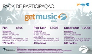 agora é a sua vez
www.geteasygroup.com * Regulamento brevemente disponível
20VOUCHERS
O MEMBRO FICA
HABILITADO COM
A DISTRIBUIÇÃO
E A ATIVAÇÃO DE
 