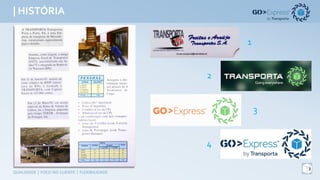 | HISTÓRIA
4
QUALIDADE	|	FOCO	NO	CLIENTE	|	FLEXIBILIDADE
4
2
3
1
 