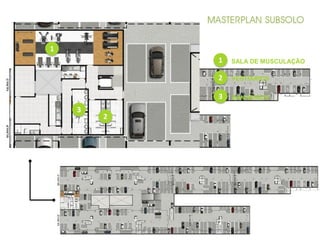 1
1
3
2
3
2
SALA DE MUSCULAÇÃO
VESTIÁRIOS
BANHEIROS
 