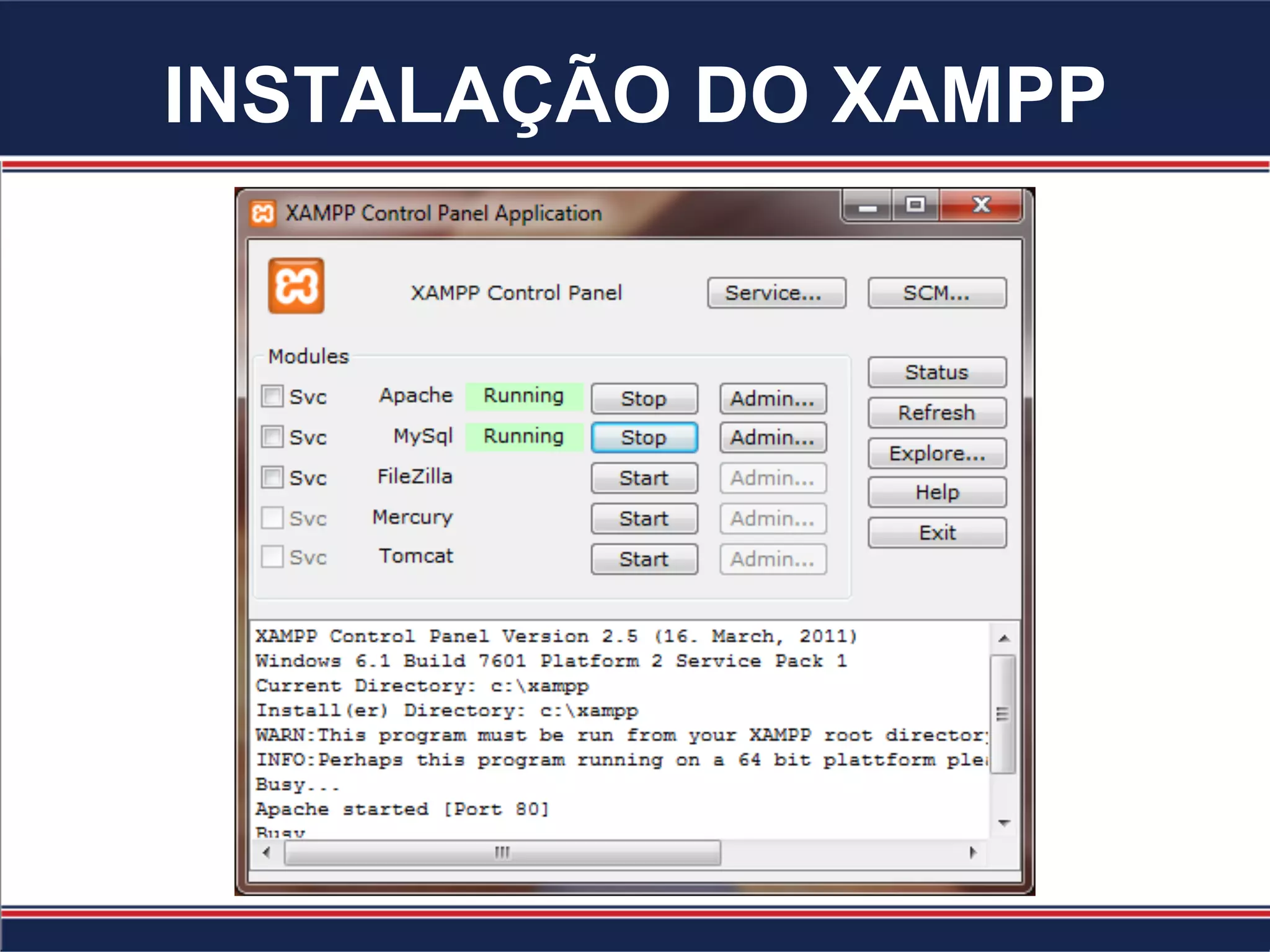 INSTALAÇÃO DO XAMPP
 