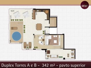 Duplex Torres A e B -  342 m² - pavto superior 2,70 3,13 5,80 10,61 10,51 2,47 7,00 4,00 2,35 7,67 3,53 